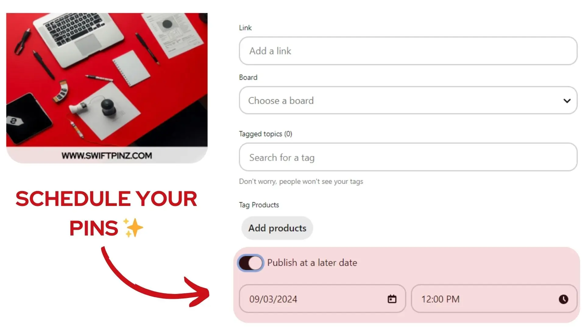 how to schedule pins on pinterest