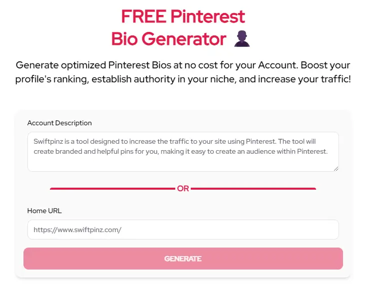 pinterest profile description generator